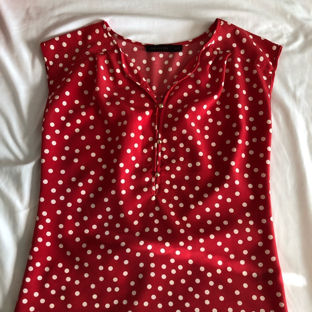 The Limited Red/White polka dot blouse XS